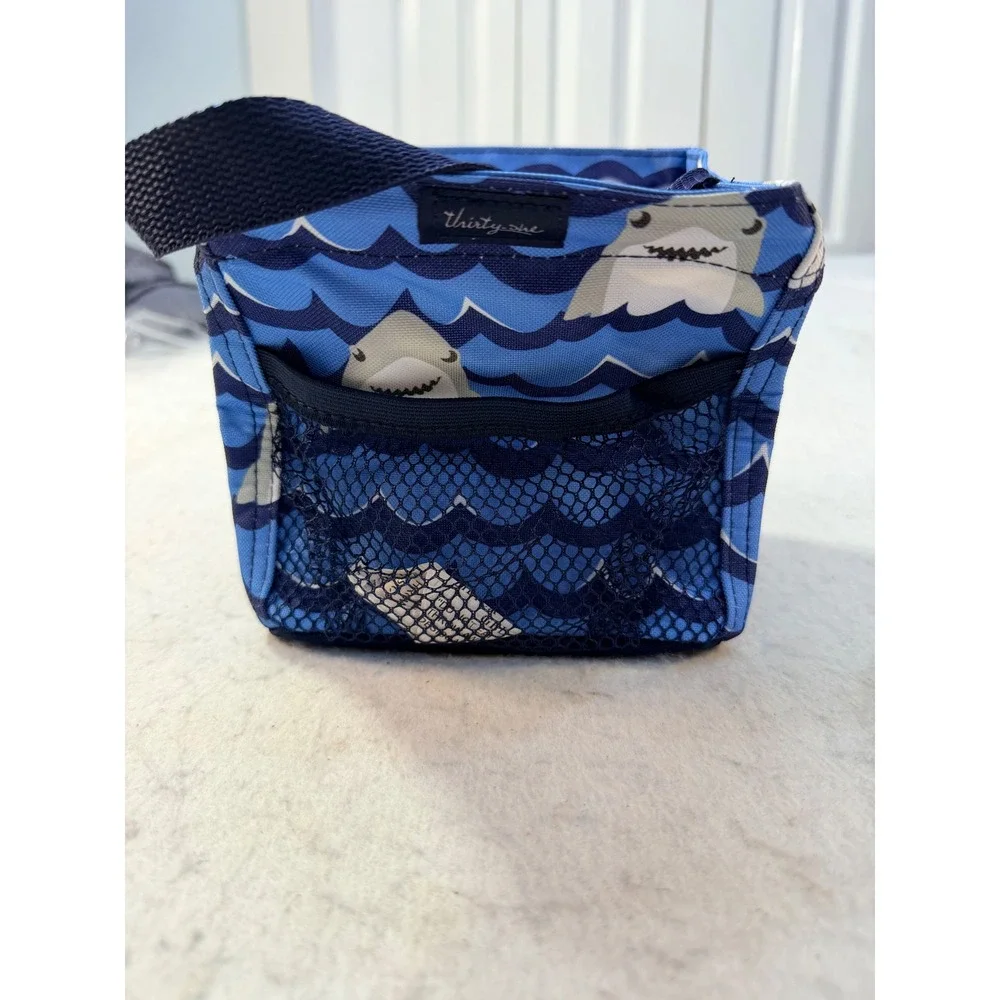 Thirty-One Littles Carry-All Caddy Blue Shark Wave Print Mini Tote Organizer
